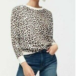 J. Crew Tops | J Crew Vintage Fleece Leopard Cheetah Animal Print Sweatshirt L | Color: Brown/Cream | Size: L | Txblondy's Closet